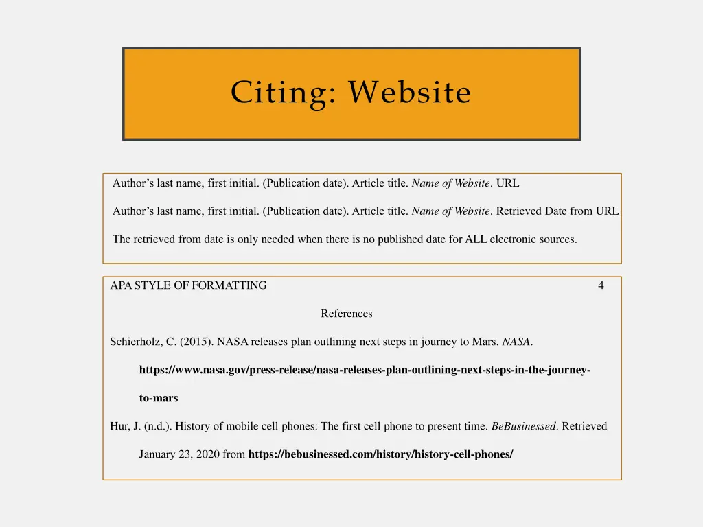 citing website