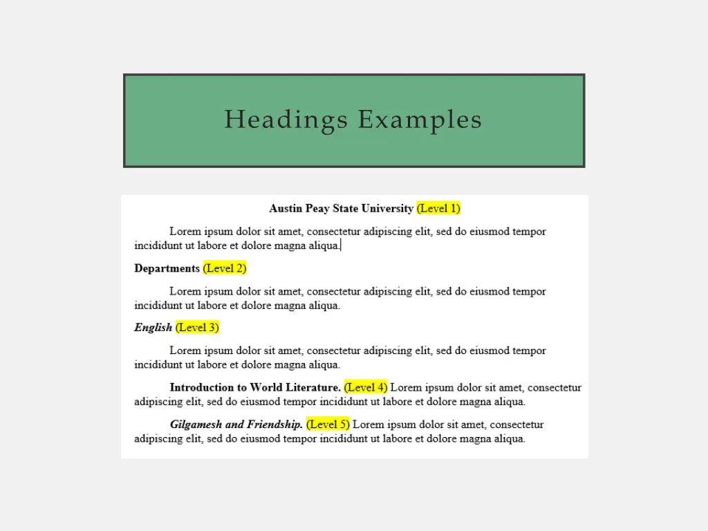 headings examples