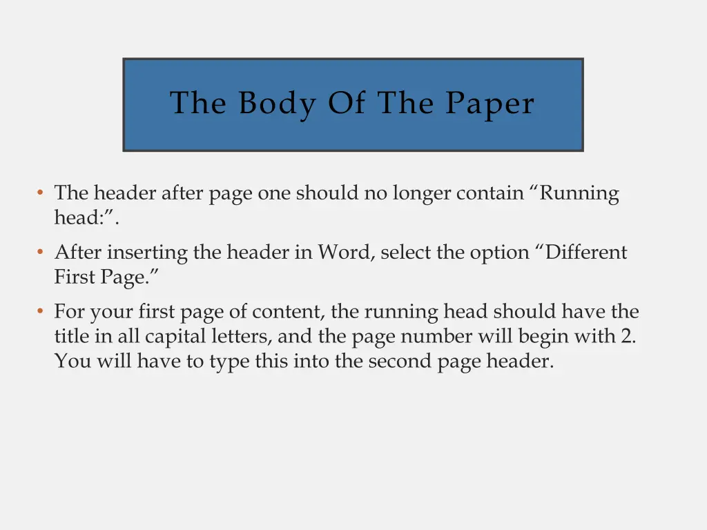 the body of the paper