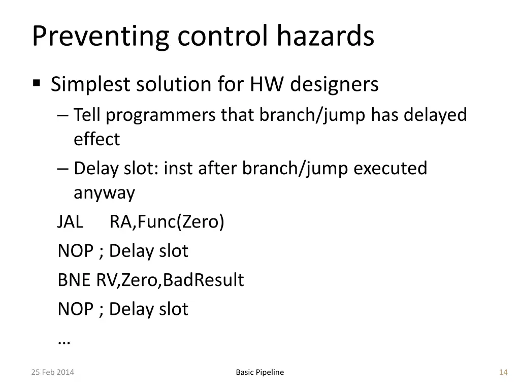 preventing control hazards