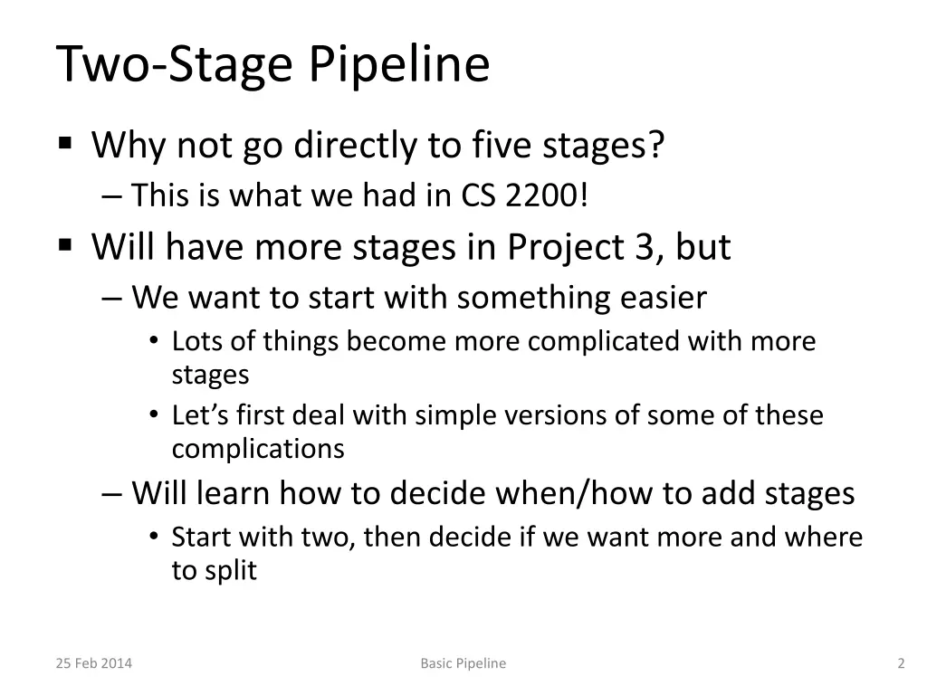 two stage pipeline