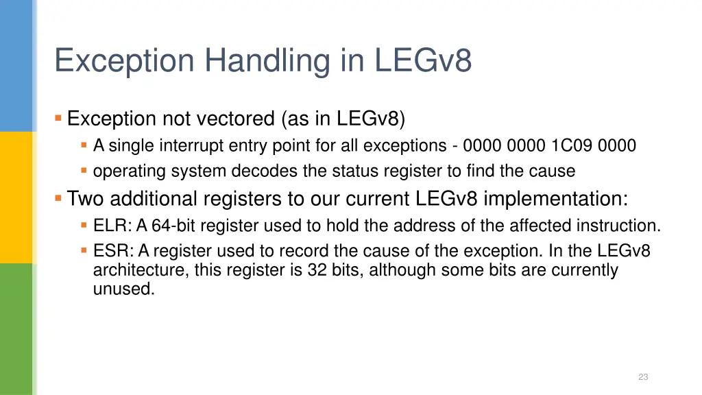 exception handling in legv8