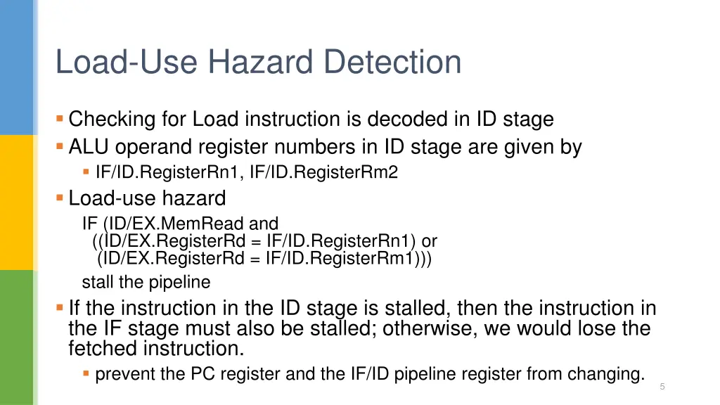 load use hazard detection