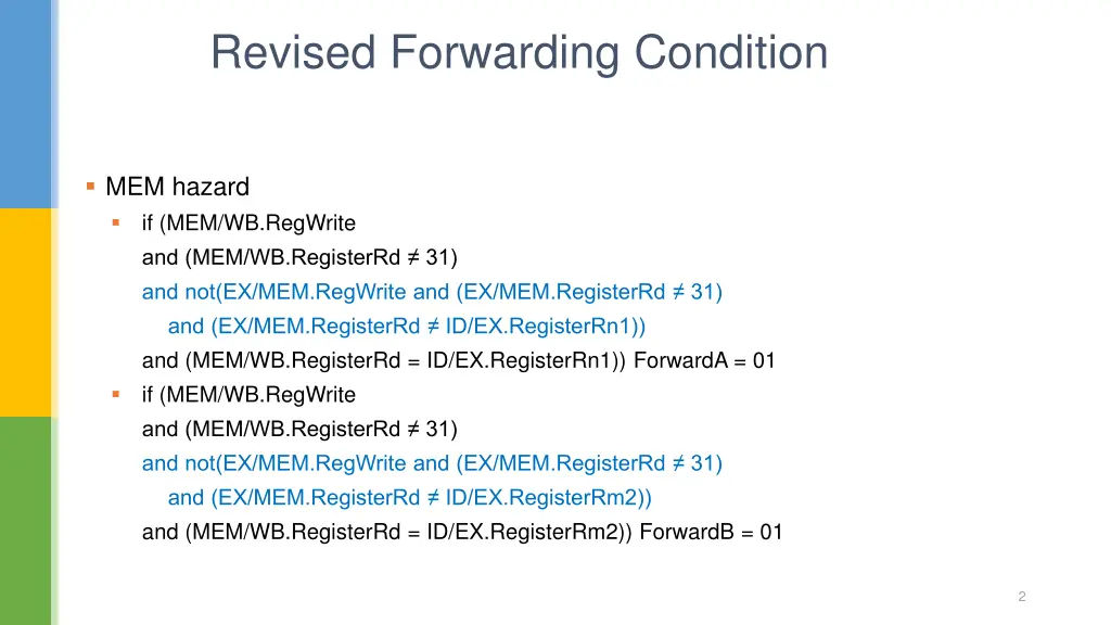 revised forwarding condition