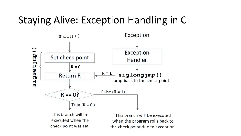 staying alive exception handling in c