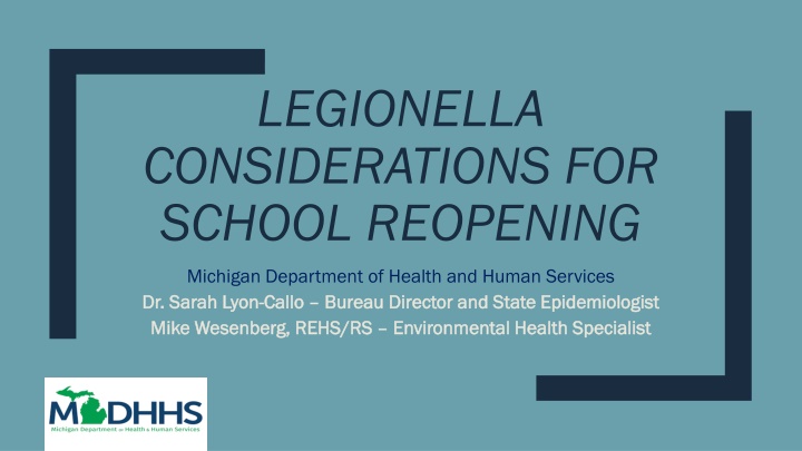 legionella considerations for school reopening