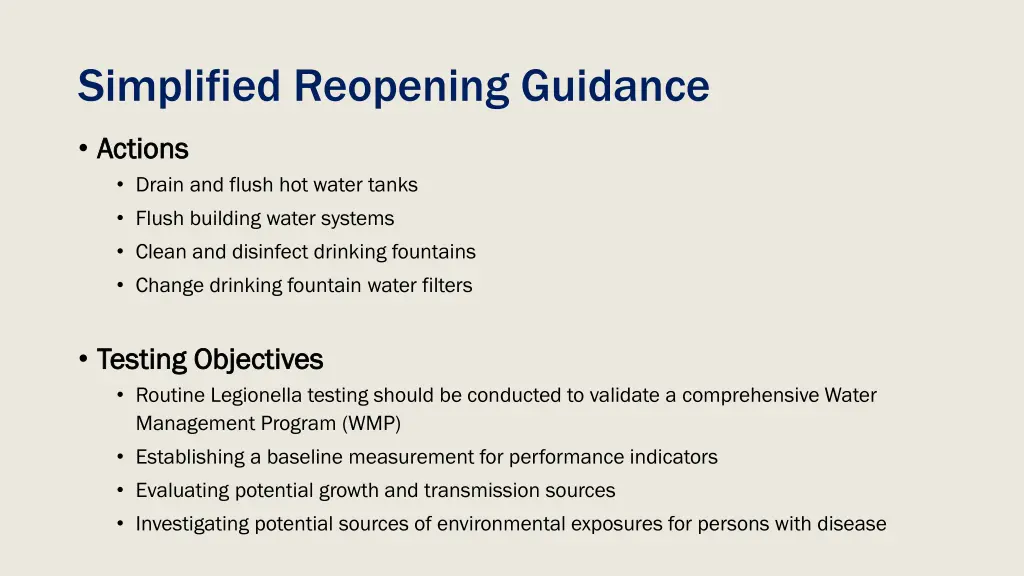 simplified reopening guidance