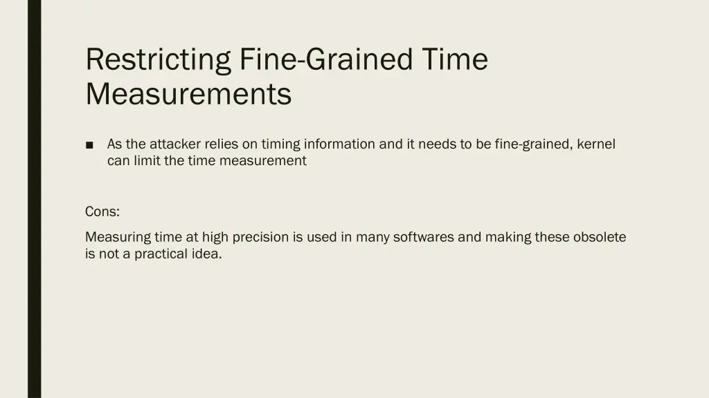 restricting fine grained time measurements