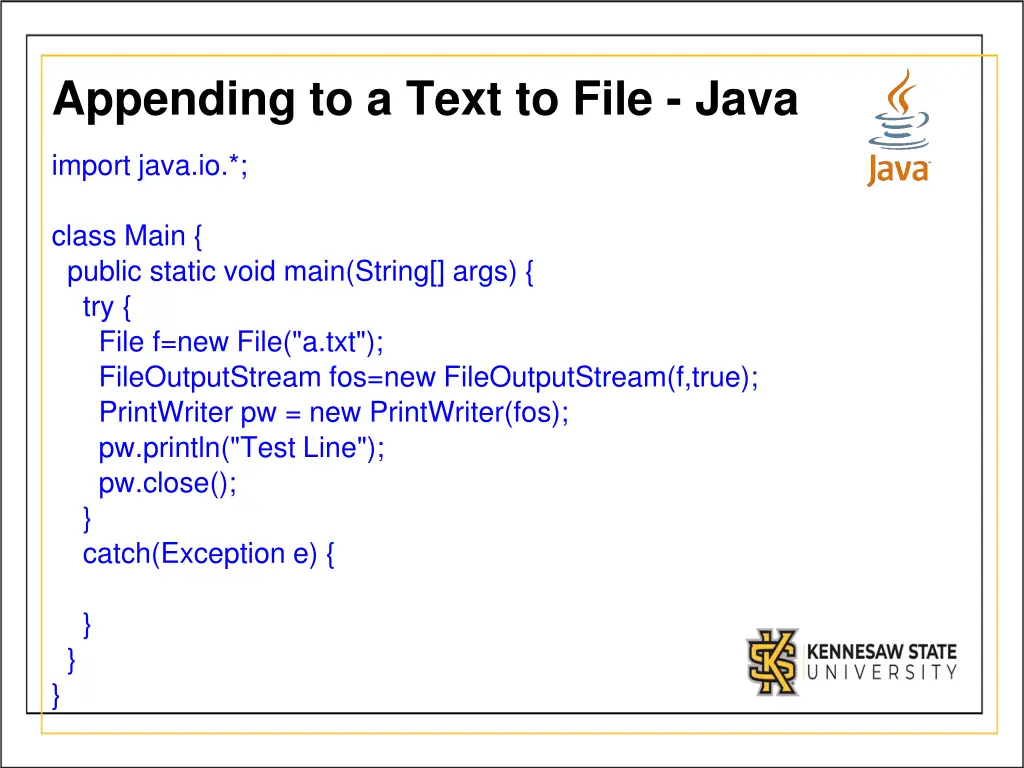 appending to a text to file java