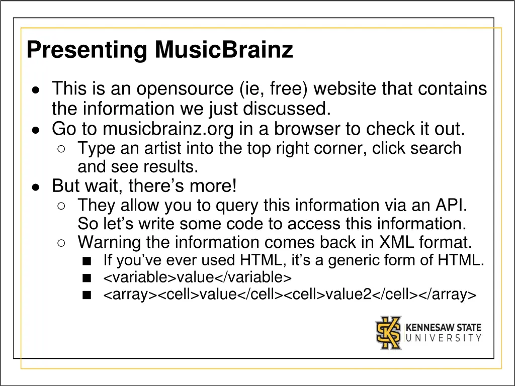 presenting musicbrainz