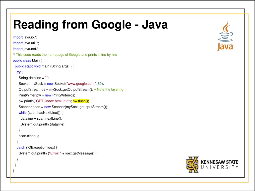 reading from google java