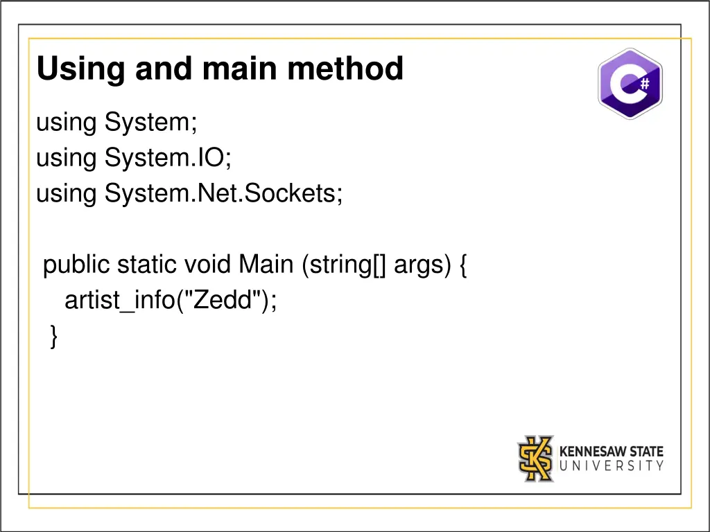 using and main method