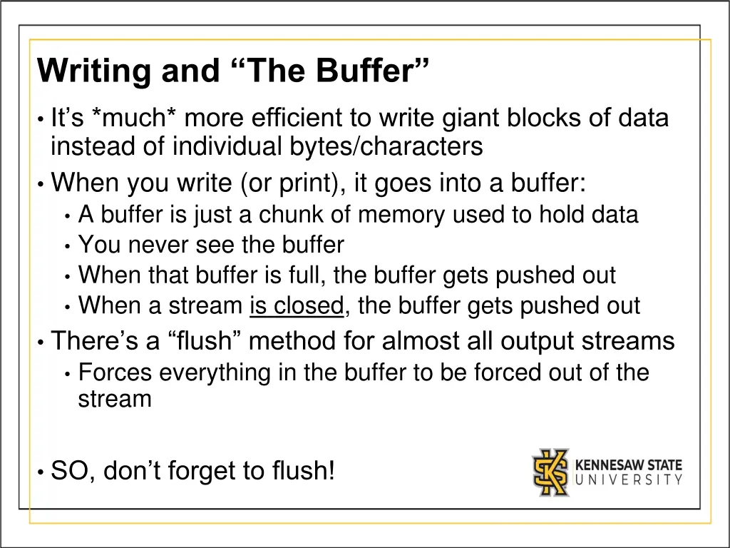 writing and the buffer