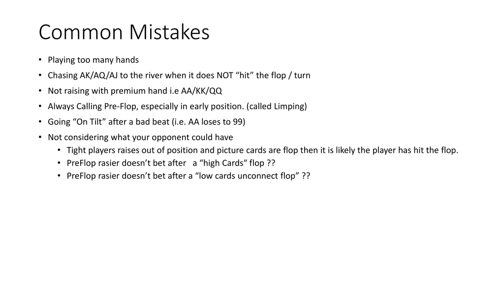 common mistakes