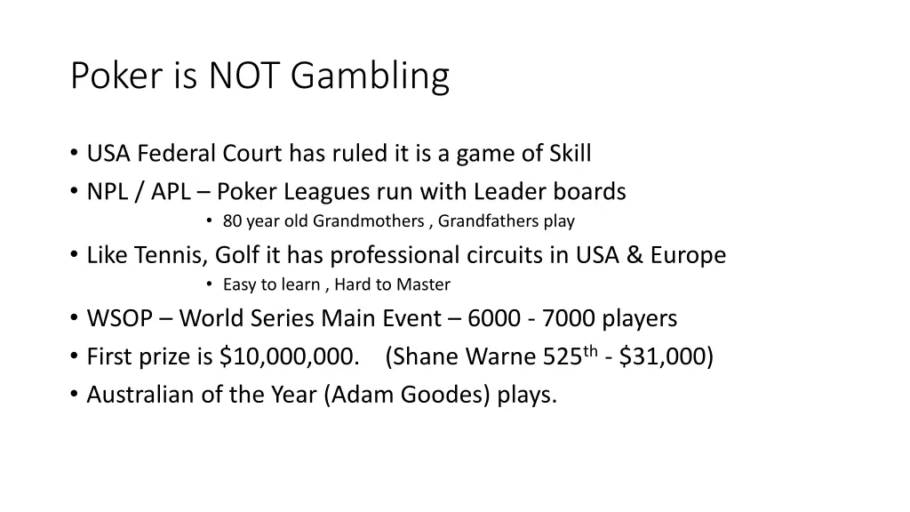 poker is not gambling