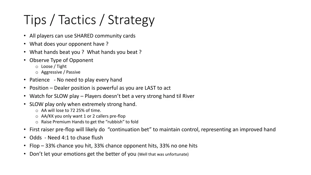 tips tactics strategy