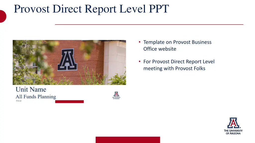 provost direct report level ppt