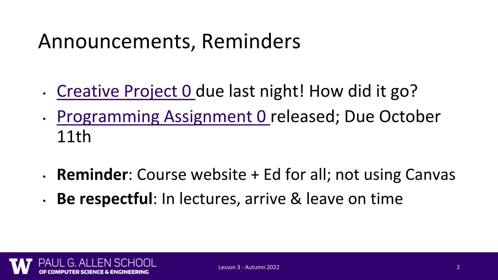 announcements reminders