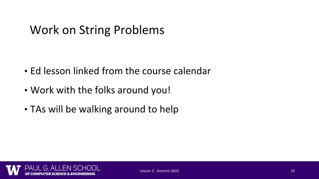 work on string problems