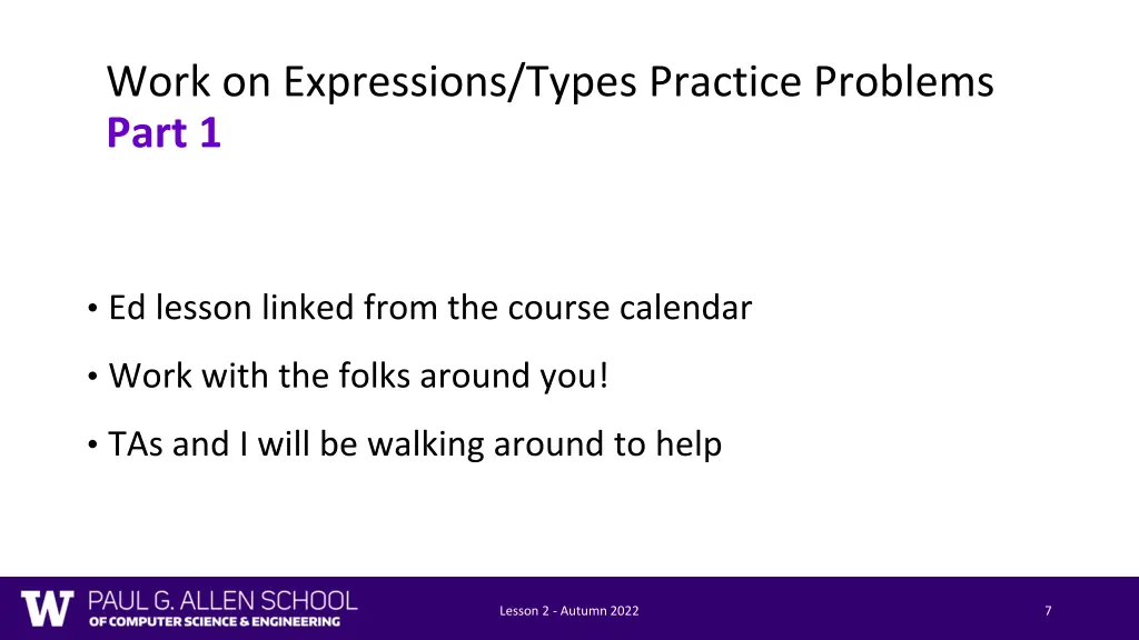 work on expressions types practice problems part 1