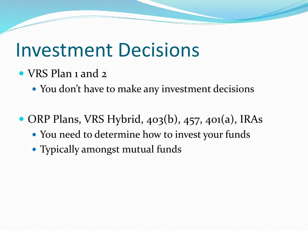 investment decisions