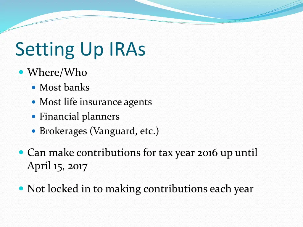 setting up iras