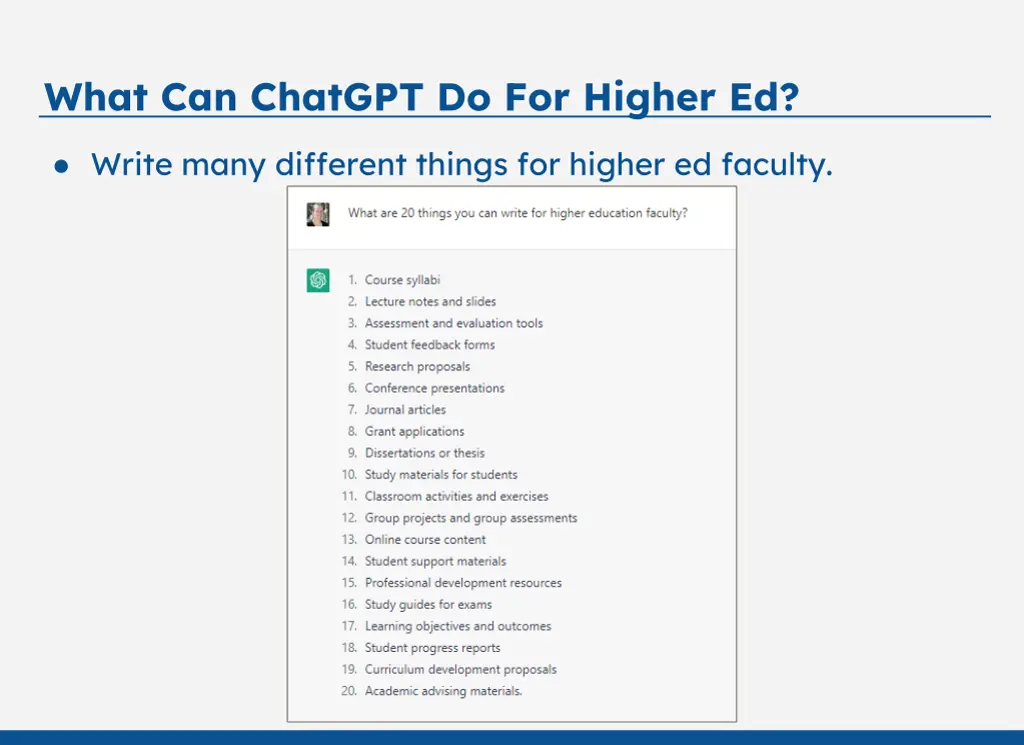 what can chatgpt do for higher ed