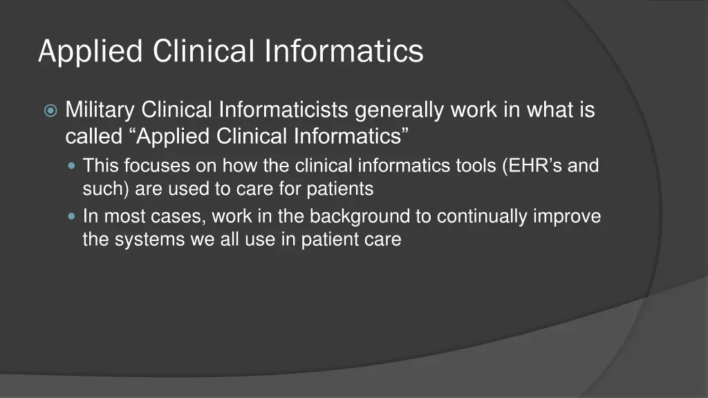 applied clinical informatics