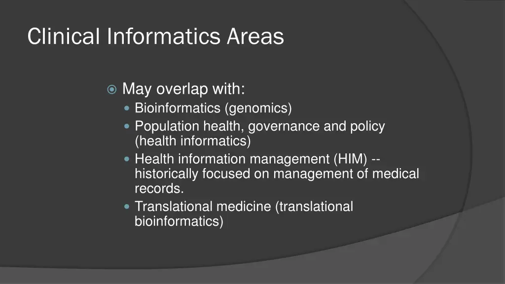 clinical informatics areas