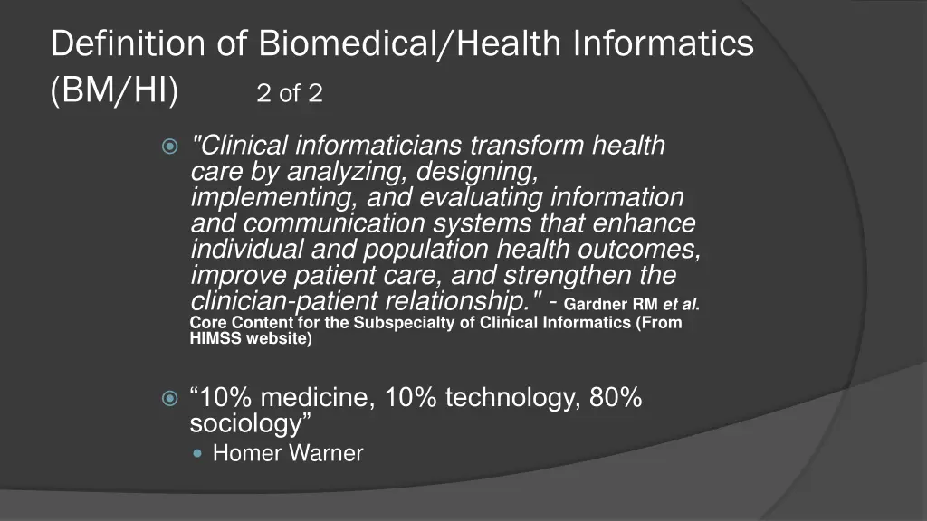 definition of biomedical health informatics 1