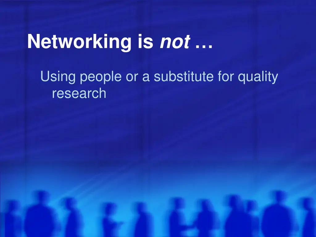 networking is not