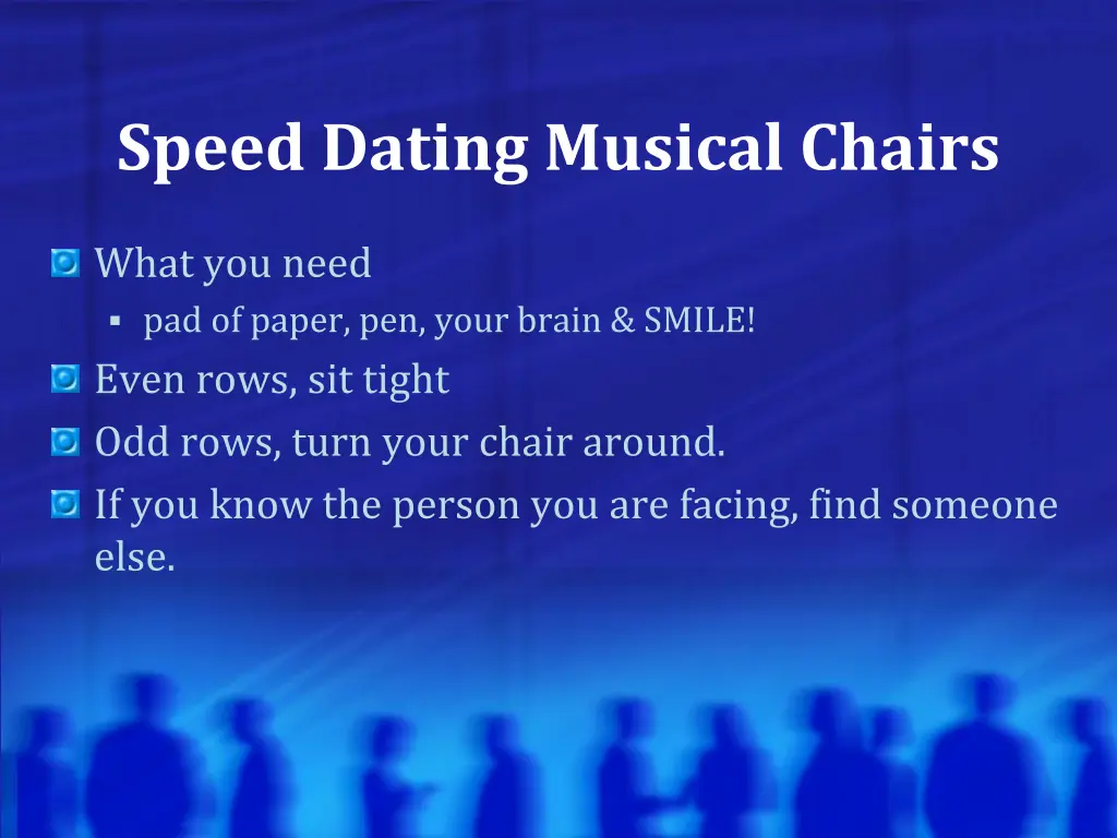 speed dating musical chairs