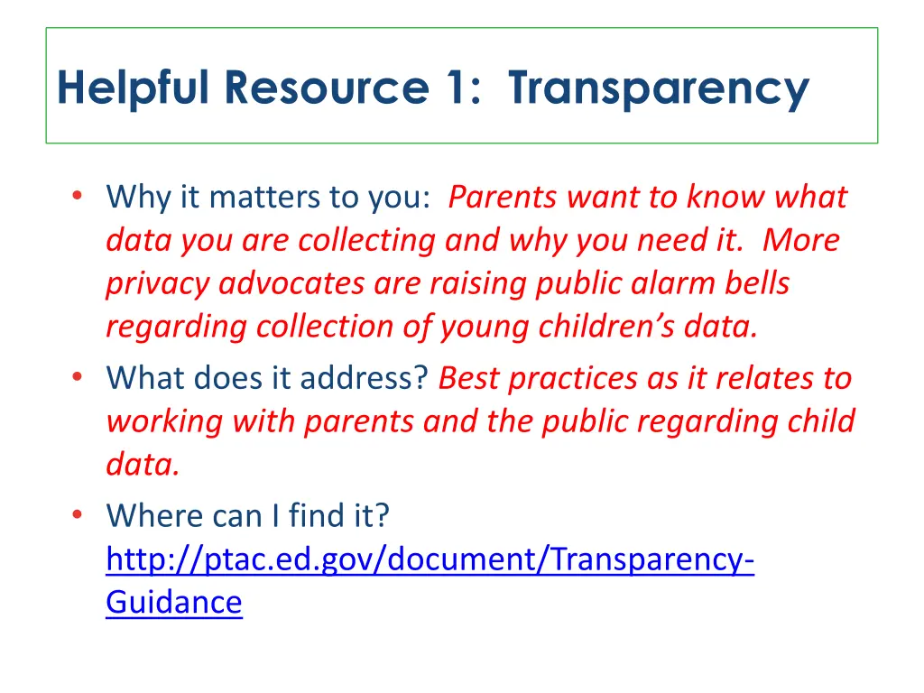 helpful resource 1 transparency