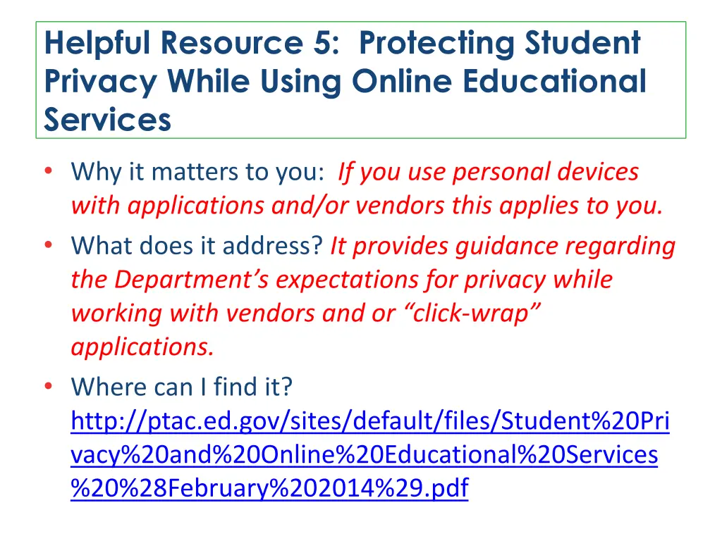 helpful resource 5 protecting student privacy