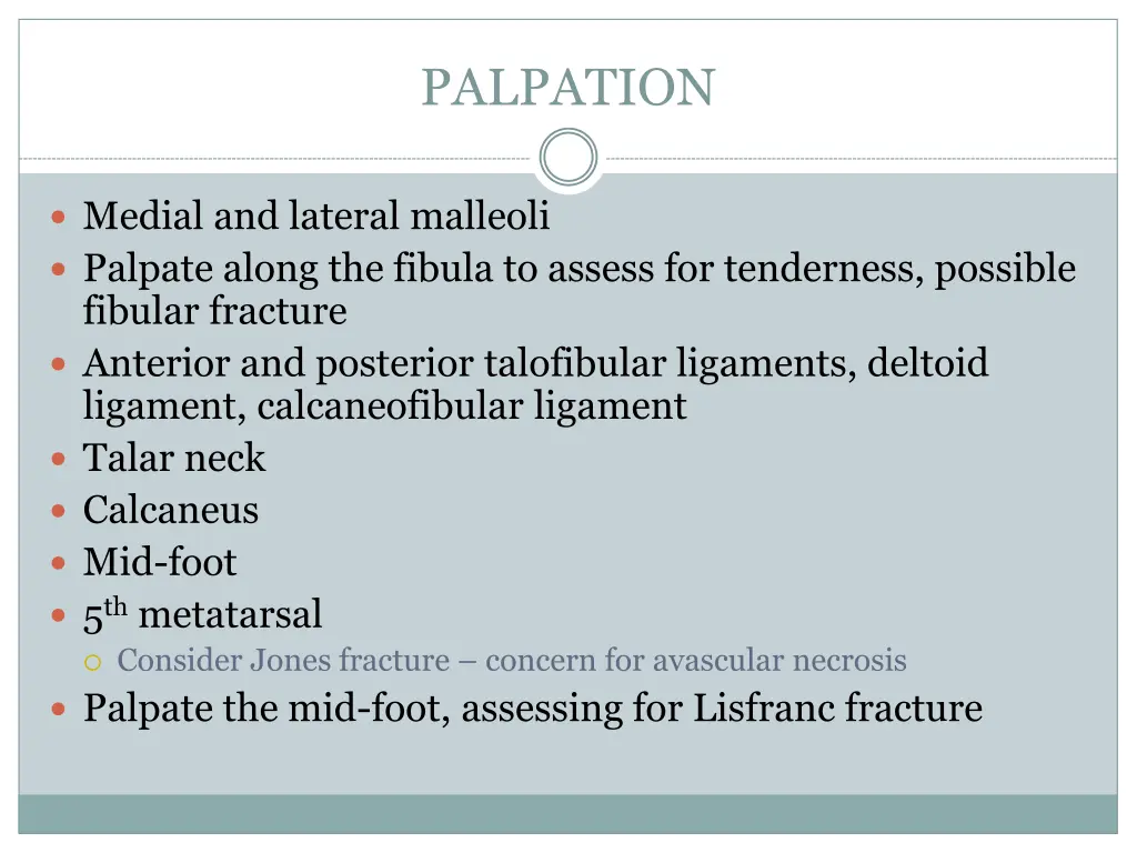 palpation