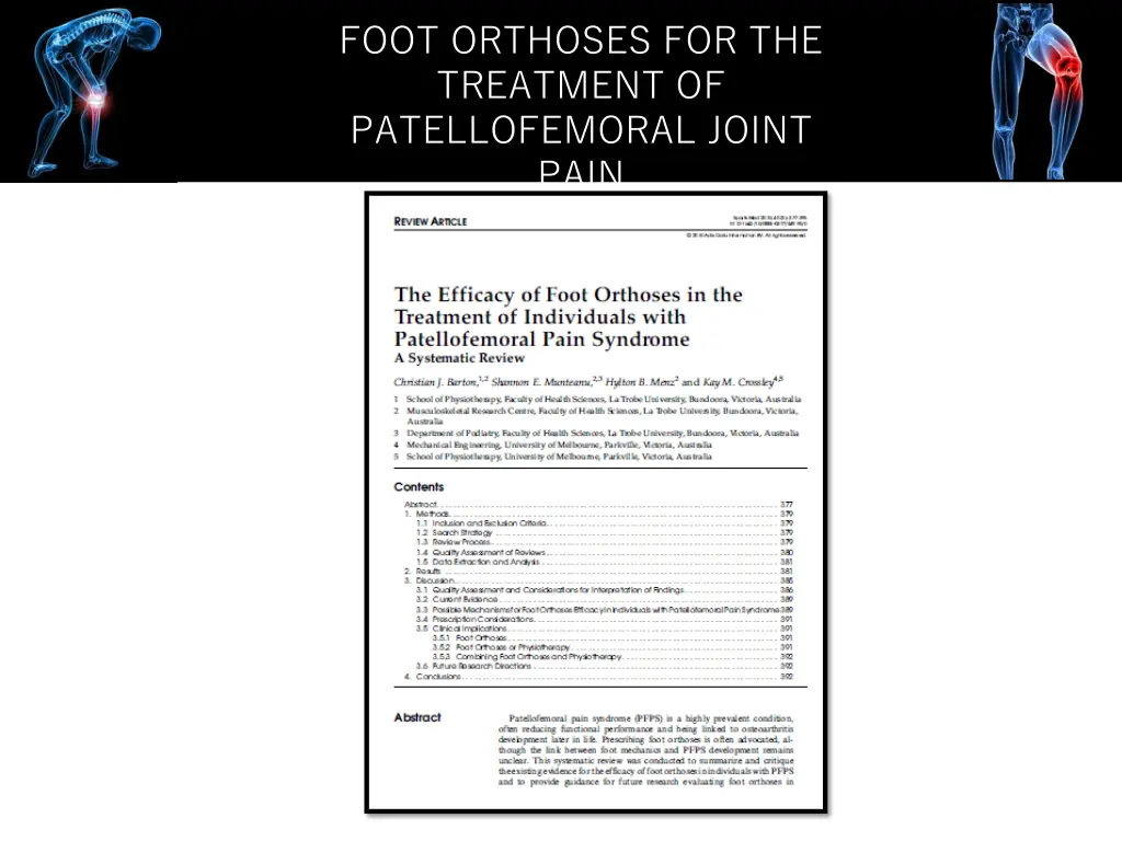 foot orthoses for the treatment of patellofemoral 10