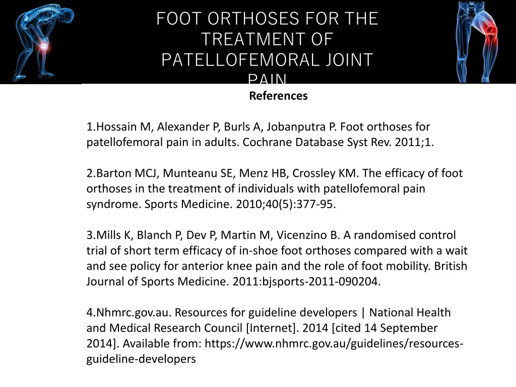 foot orthoses for the treatment of patellofemoral 19