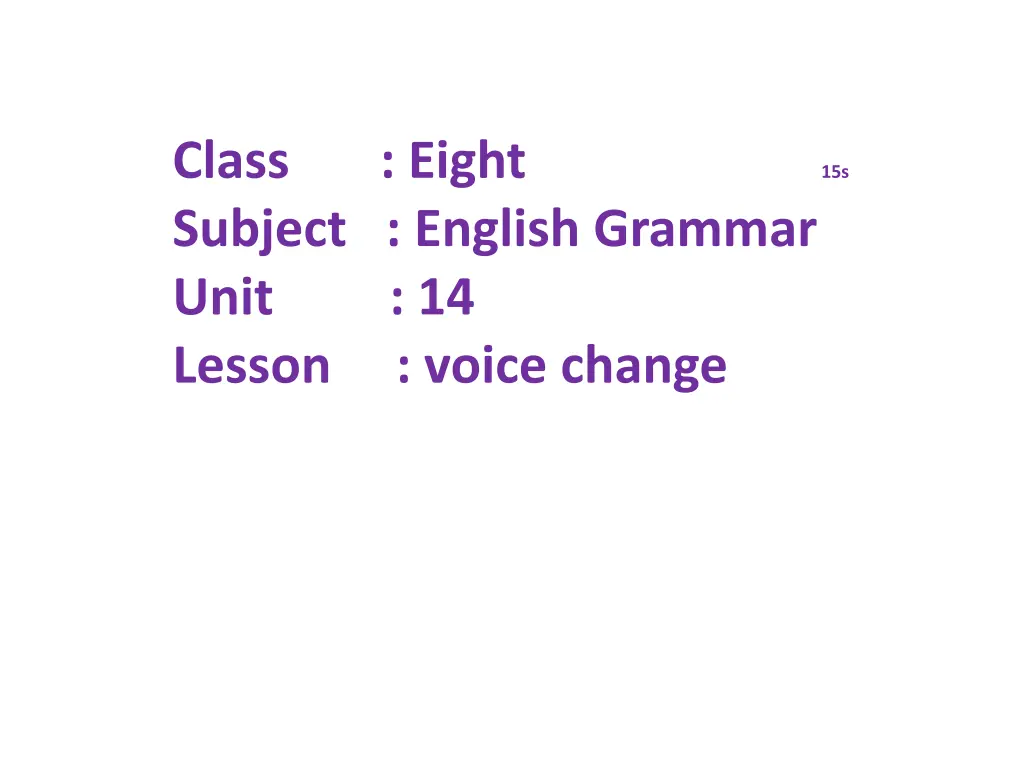 class eight 15s subject english grammar unit