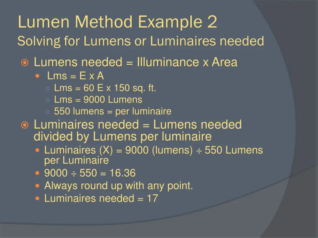 lumen method example 2 solving for lumens 1