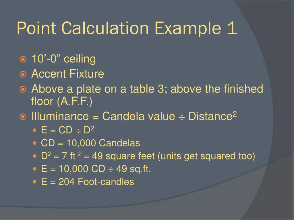 point calculation example 1