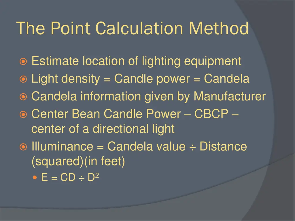 the point calculation method