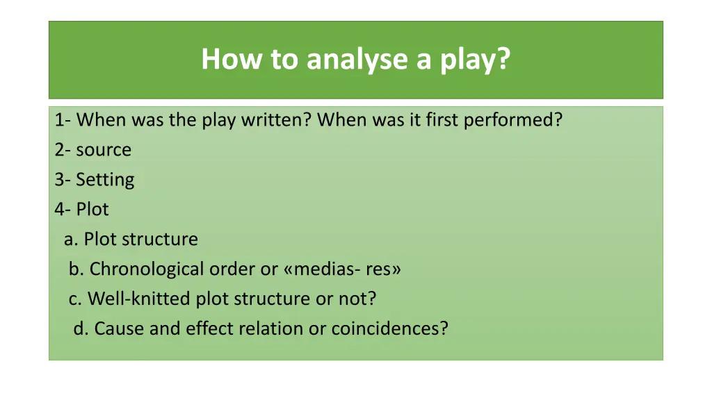 how to analyse a play