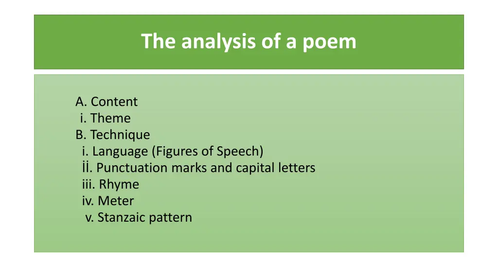 the analysis of a poem