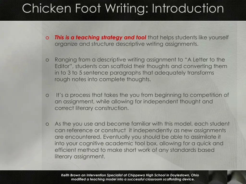 chicken foot writing introduction