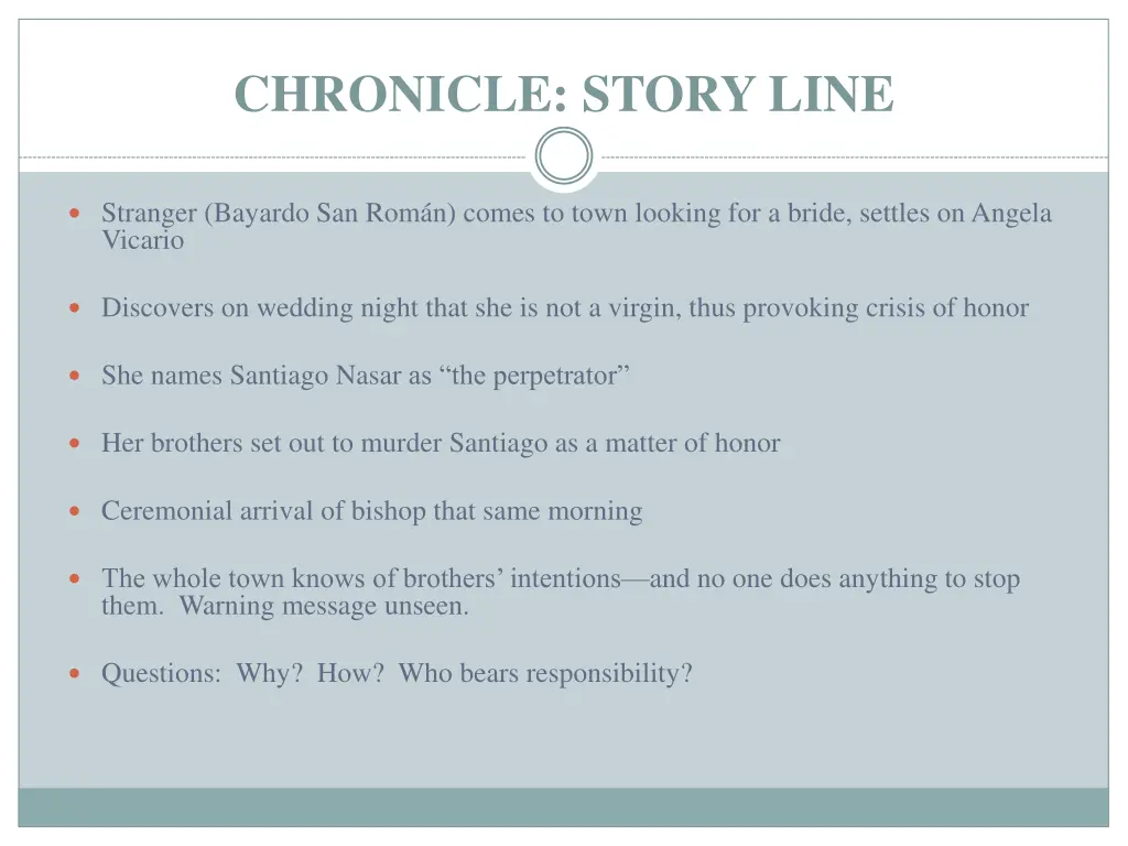 chronicle story line