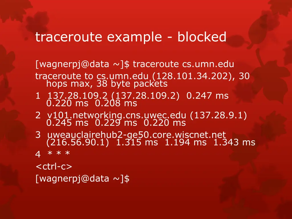 traceroute example blocked