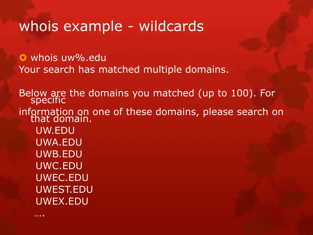 whois example wildcards