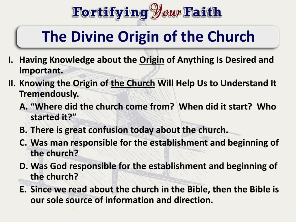 the divine origin of the church