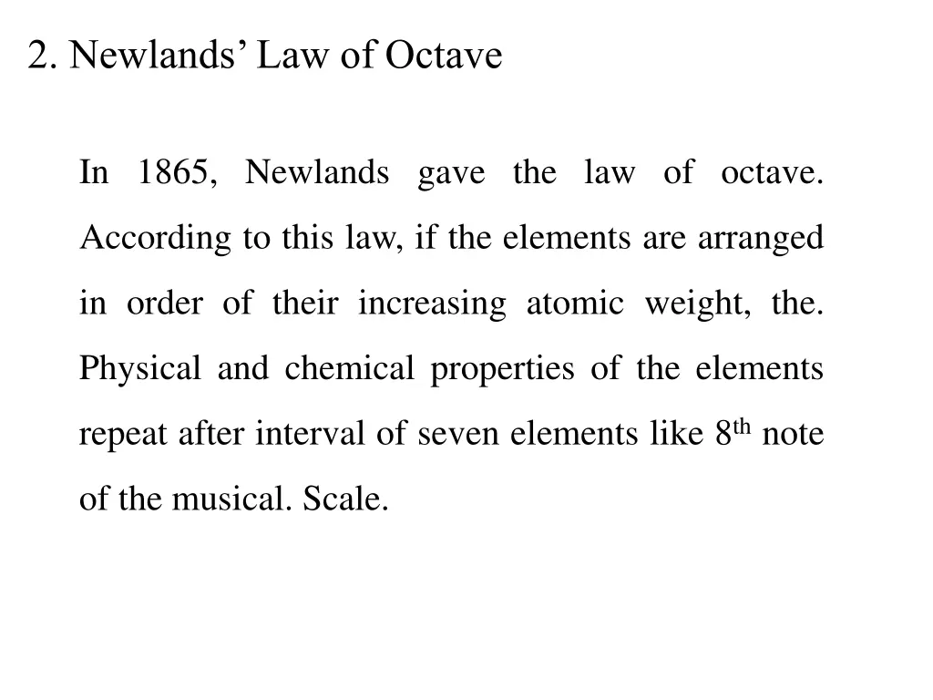 2 newlands law of octave