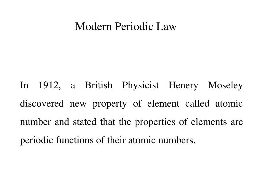 modern periodic law